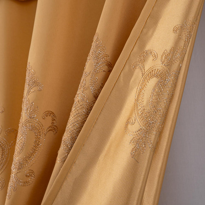 RT Designers Collection Debbie Macrame Construction 3" Rod Pocket Curtain Panel Gold/Gold