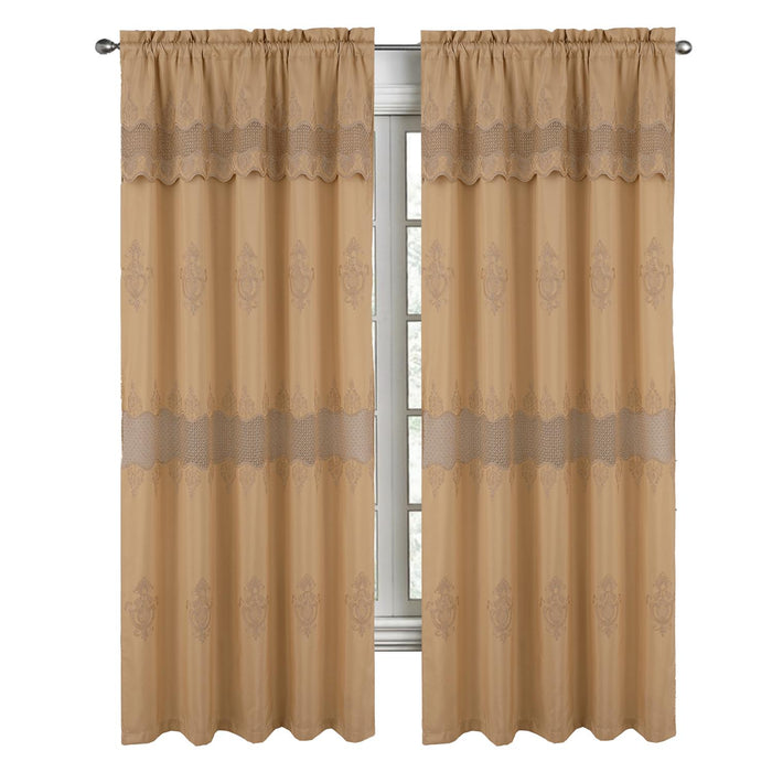 RT Designers Collection Debbie Macrame Construction 3" Rod Pocket Curtain Panel Gold/Gold