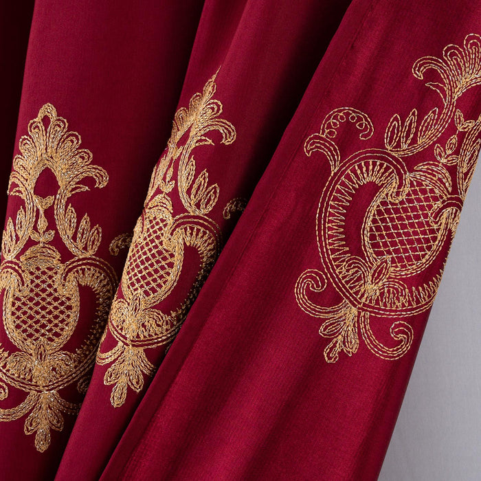 RT Designers Collection Debbie Macrame Construction 3" Rod Pocket Curtain Panel Burg/Gold