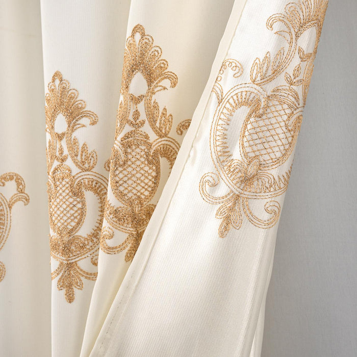 RT Designers Collection Debbie Macrame Construction 3" Rod Pocket Curtain Panel Beige/Gold