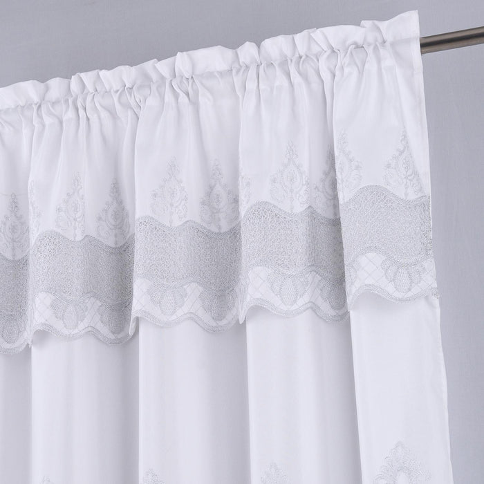 RT Designers Collection Debbie Macrame Construction 3" Rod Pocket Curtain Panel White