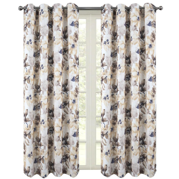 RT Designers Collection Eden Printed Blackout Grommet Window Curtain Panel 54" x 84" Taupe