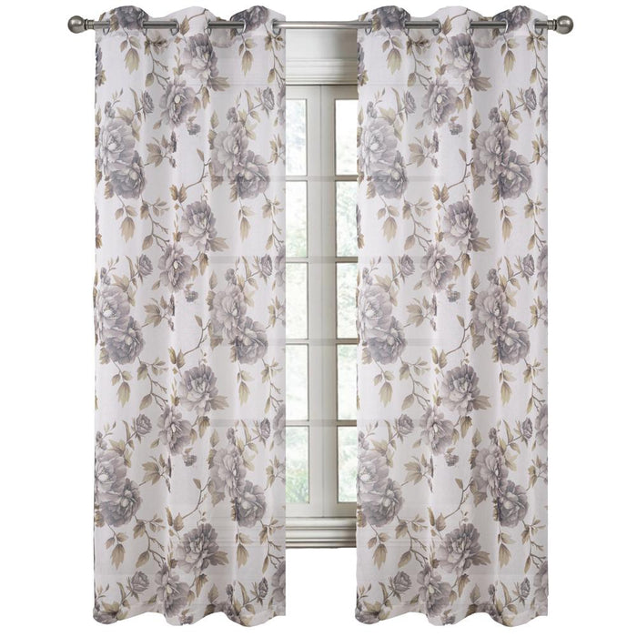 RT Designers Collection Ellie Doily Grommet Light Filtering Window Curtain Panel for Bedroom Silver