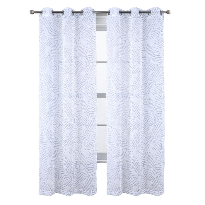 RT Designers Collection Faye Grommet Metallic Sheer Printed Doily Curtain Panel Blue