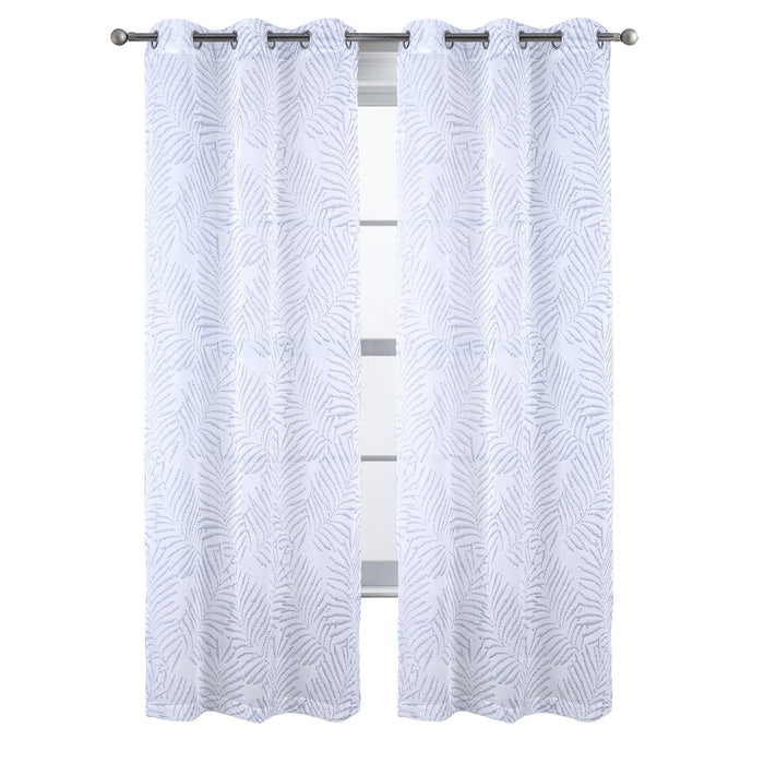 RT Designers Collection Faye Grommet Metallic Sheer Printed Doily Curtain Panel Blue