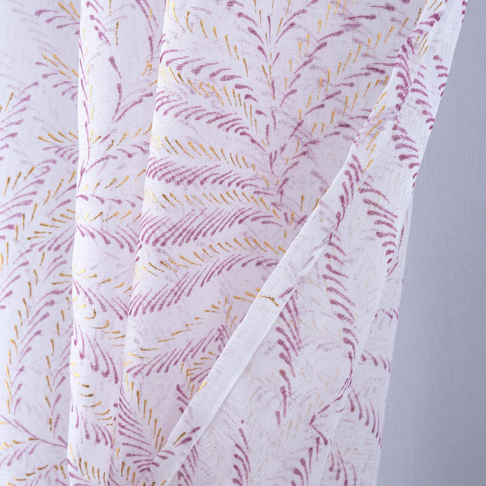 RT Designers Collection Faye Grommet Metallic Sheer Printed Doily Curtain Panel Rose