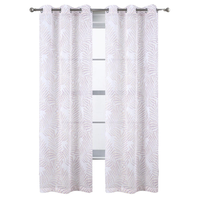 RT Designers Collection Faye Grommet Metallic Sheer Printed Doily Curtain Panel Rose