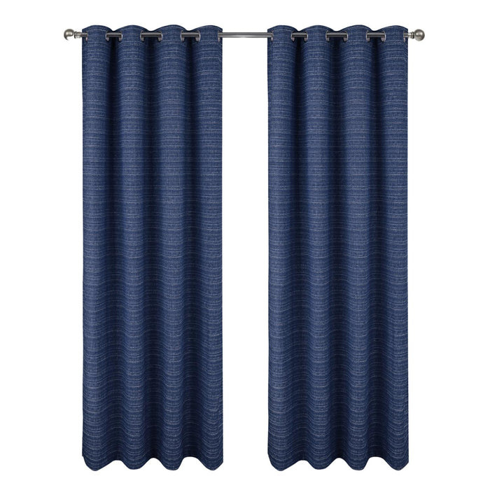 RT Designer Collection Kensington Jacquard Foam Backed Luxurious Decorative Grommet Curtain Panel Navy