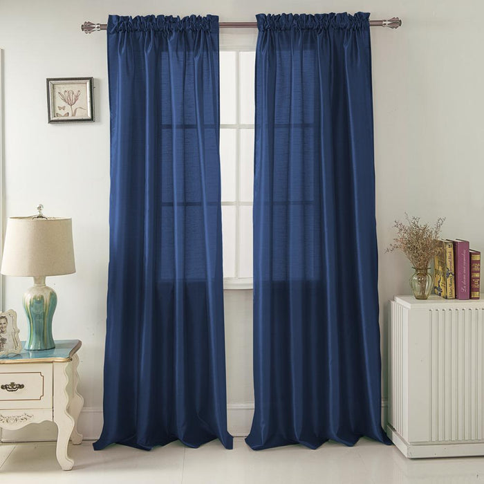 RT Designers Collection Nikki Premium Rod Pocket Curtain Panel Navy
