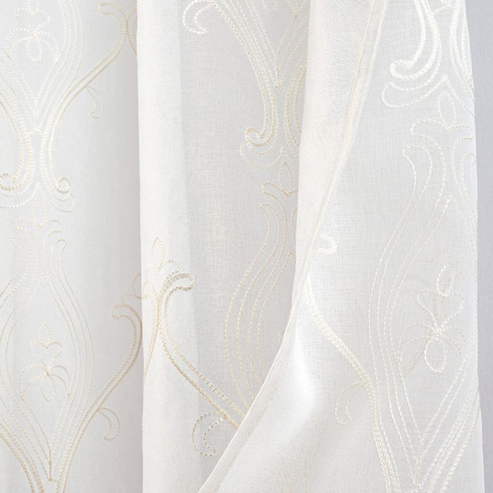 RT Designers Collection Pearl 2 Pieces 1.5" Rod Pocket Damask Embroidery Metallic Doily 36" x 84"