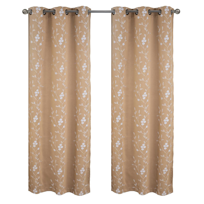 RT Designer Collection Lilian 2 Pack Embroidered Blackout Luxurious Decorative Grommet Curtain Panel 36" x 84" Taupe