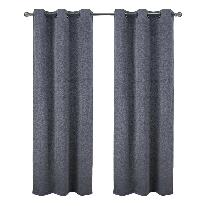 RT Designer Collection Florence Jacquard Luxurious Decorative Grommet 2 Pack Curtain Panel 36" x 84" Grey