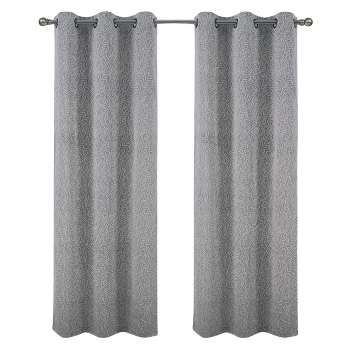 RT Designer Collection Florence Jacquard Luxurious Decorative Grommet 2 Pack Curtain Panel 36" x 84" Silver