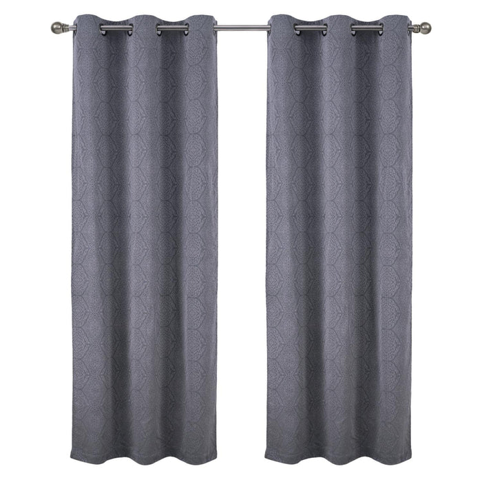 RT Designer Collection Percy Jacquard Luxurious Decorative Grommet 2 Pack Curtain Panel  36" x 84" Grey