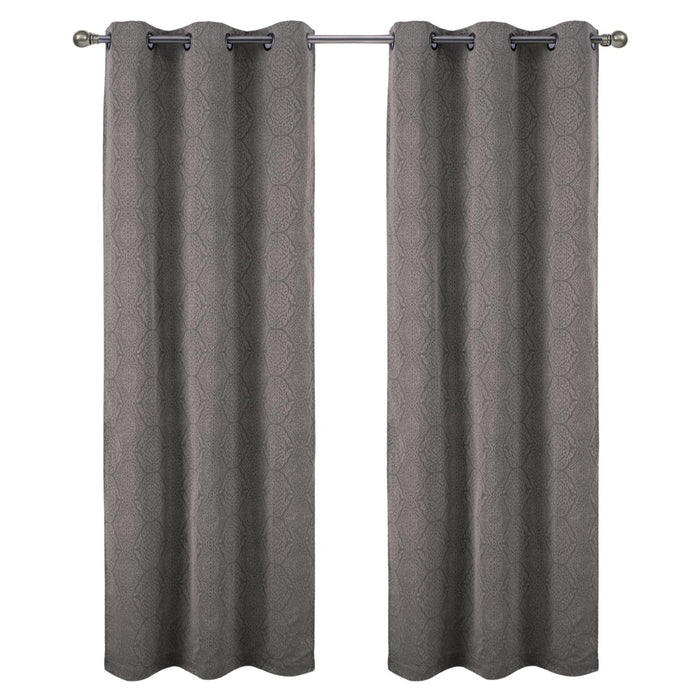 RT Designer Collection Percy Jacquard Luxurious Decorative Grommet 2 Pack Curtain Panel  36" x 84" Taupe