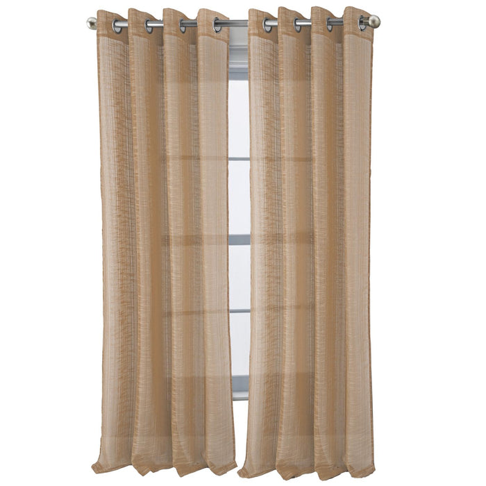 RT Designers Collection Dexter Linen Texture Grommet Sheer Curtain Panel Pair 36" x 84" Taupe
