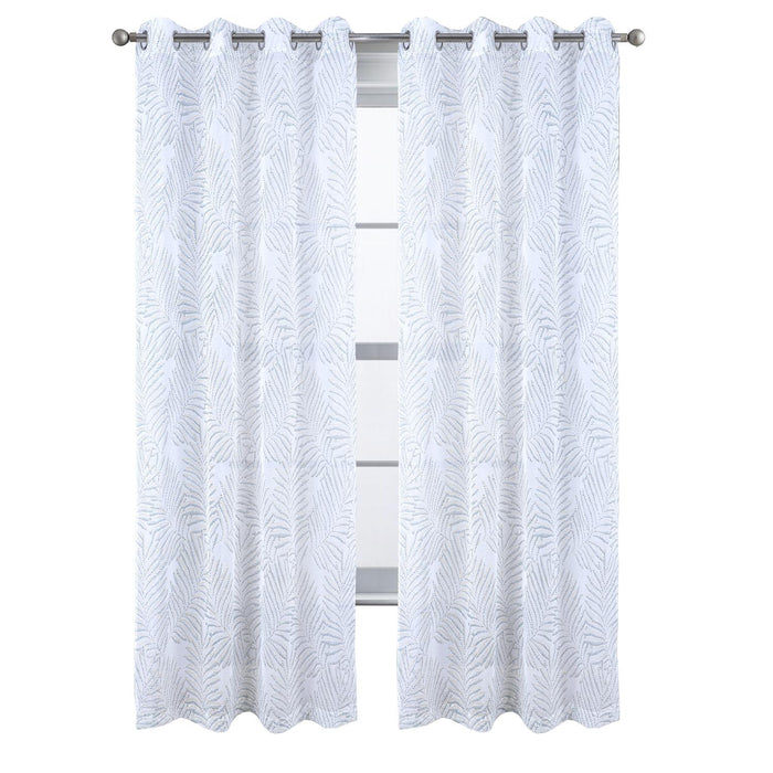 RT Designers Collection Faye Grommet Metallic Sheer Printed Doily Curtain Panel Pair 36" x 84" Sage