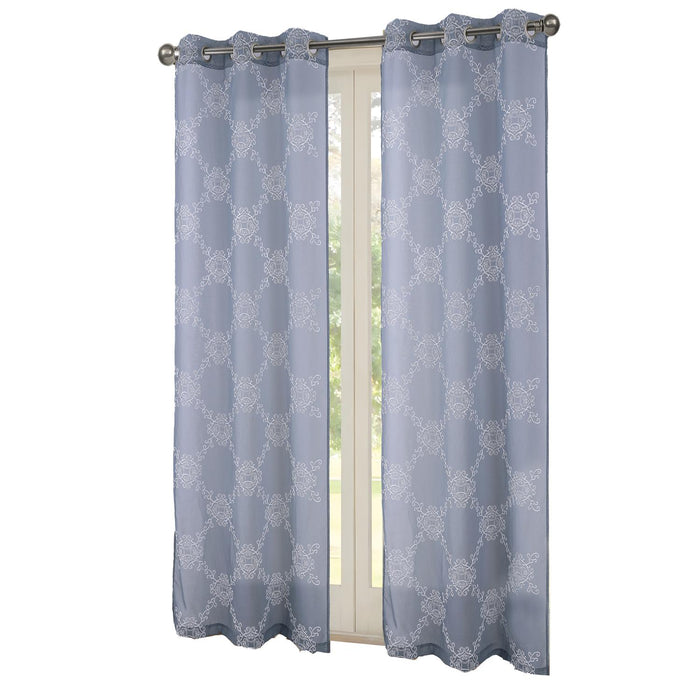 RT Designers Collection Sheryl Embroidery Dorly Grommet Curtain Panel Pair 36" x 84" Slate Blue