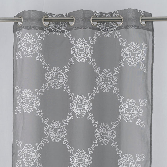 RT Designers Collection Sheryl Embroidery Dorly Grommet Curtain Panel Pair 36" x 84" Grey