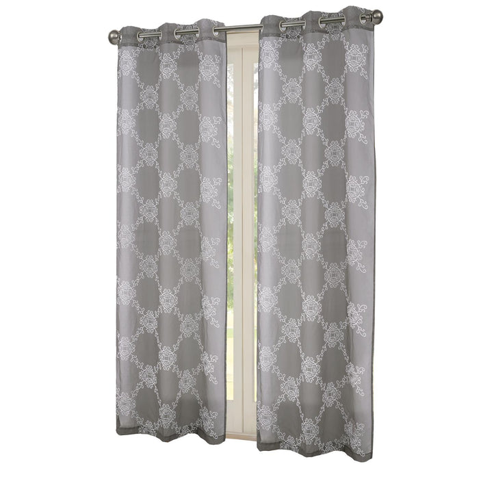 RT Designers Collection Sheryl Embroidery Dorly Grommet Curtain Panel Pair 36" x 84" Grey