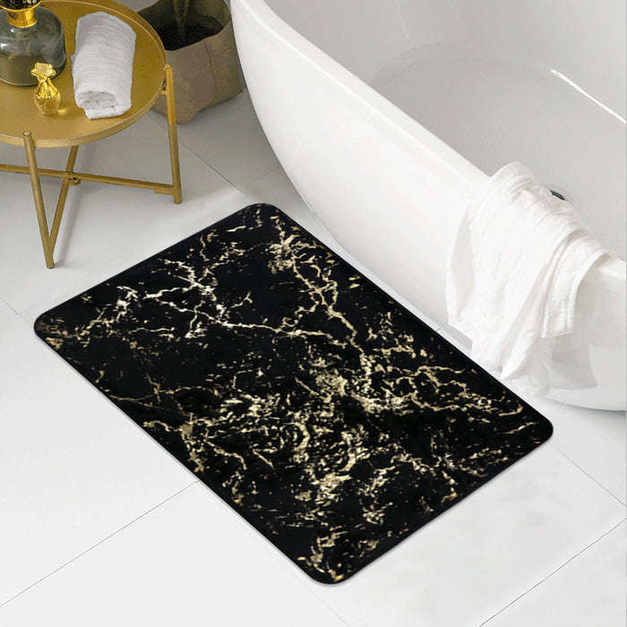 RT Designers Collection Galactic Rabbit Fur Premium Foam Rug 17" x 24" Black with Gold Foil