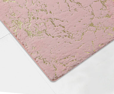 RT Designers Collection Galactic Rabbit Fur Premium Foam Rug 17" x 24" Blush with Gold Foil