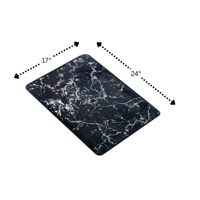 RT Designers Collection Galactic Rabbit Fur Premium Foam Rug 17" x 24" Navy with Silver Foil