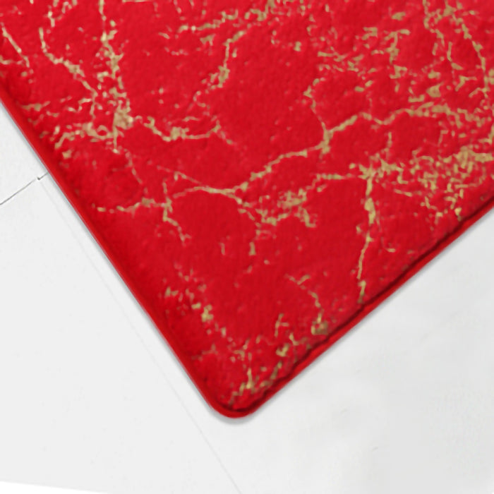 RT Designers Collection Galactic Rabbit Fur Premium Foam Rug 17" x 24" Red with Gold Foil