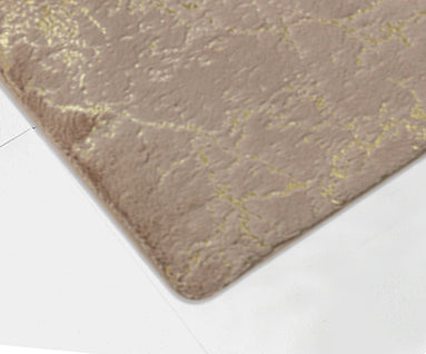 RT Designers Collection Galactic Rabbit Fur Premium Foam Rug 17" x 24" Taupe with Gold Foil