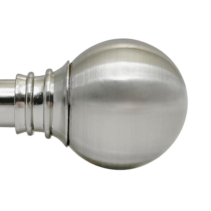 Versailles Sculpted Globe Finial Steel Heavy Duty Curtain Rod Set for Windows Brushed Nickel