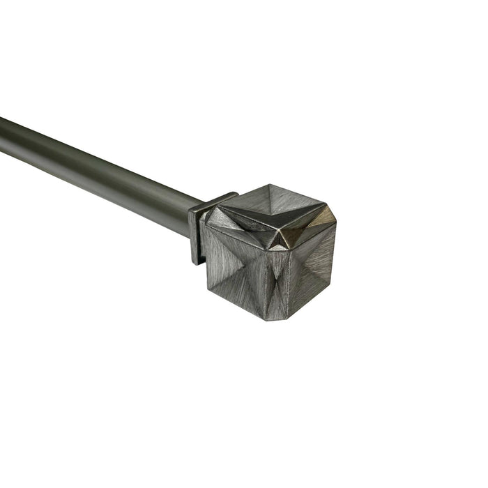 Versailles Scencillo Boxy Steel Heavy Duty Curtain Rod Set for Windows Antique Silver