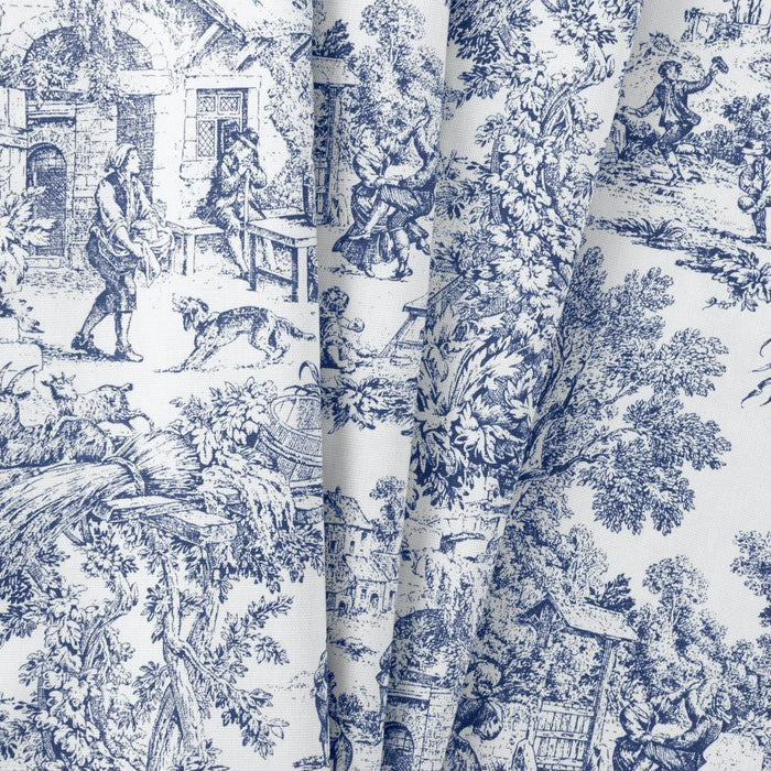Ellis Curtain Victoria Park Toile Water Proof Room Darkening Blackout Tailored Window Valance - 70 x 12" Blue