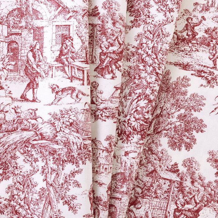 Ellis Curtain Victoria Park Toile High Quality Classic Print Swag Lined Empress Window Valance - 2-Piece - 70 x28", Red