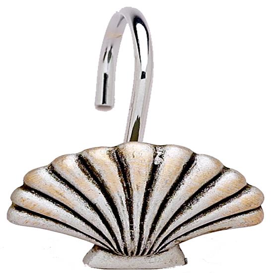 Carnation Home Fashions "Seaside" Resin Shower Curtain Hooks - Silver 1.5x1.5"