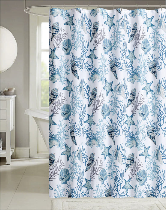 RT Designers Coastal Shells Printed Shower Curtain - 70x72", Blue