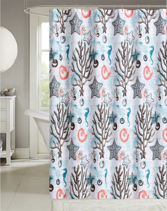 RT Designers Coastal Seahorse Printed Shower Curtain - 70x72", Multi