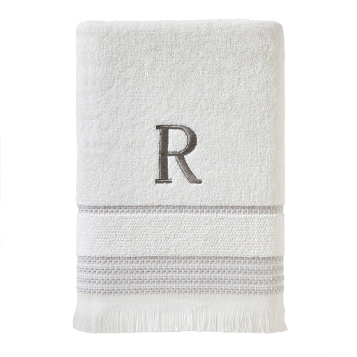 SKL Home By Saturday Knight Ltd Casual Monogram Bath Towel R - 28X54", White