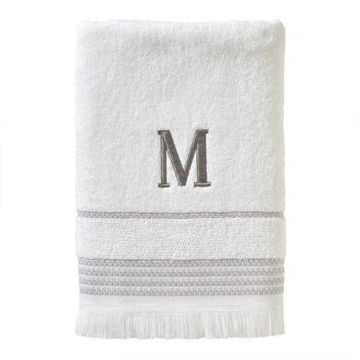 SKL Home By Saturday Knight Ltd Casual Monogram Bath Towel M - 28X54", White