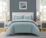 Chic Home Blaine Duvet Cover Set Contemporary Two Tone Striped Chevron Pattern Bed In A Bag Bedding - Sheets Pillowcase Pillow Sham Included - 5 Piece - Twin 68x90", Green