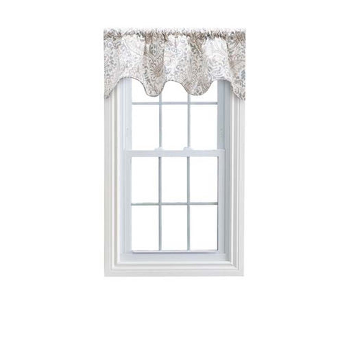 Ellis Shannon Printed Paisley Pattern on Cotton Fabric Scallop Valance Lined 3" Rod Pocket 50"x16" Natural